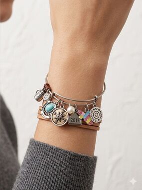 Cheekys Charm Bangle Bracelet | 12 Gauge 2017 Compass Silver